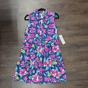 Aryeh Pink and Purple Sleeveless Sundress with Mandarin Collar